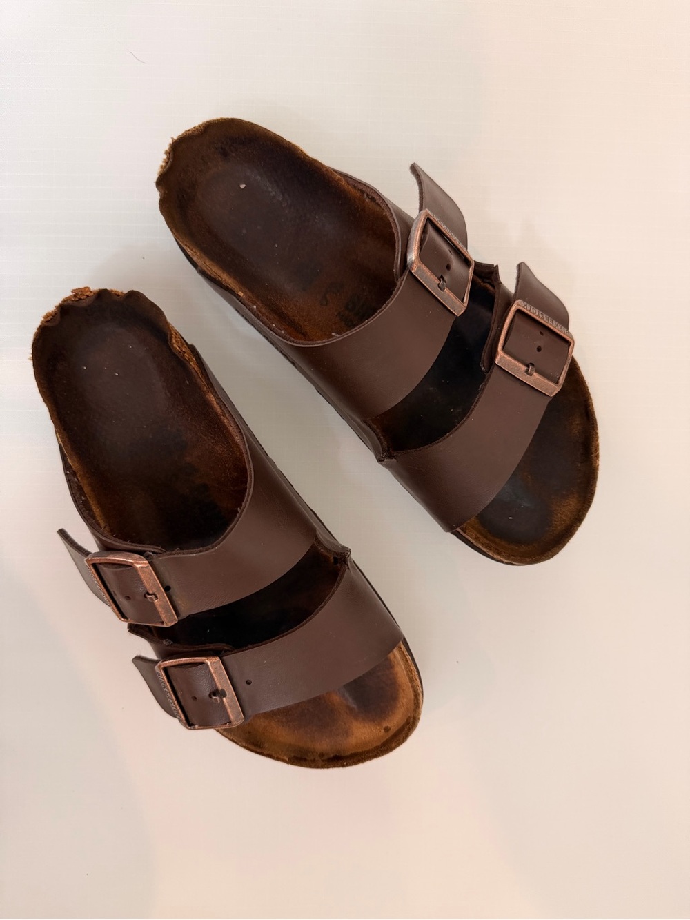 Birkenstock Brown Two-Strap Leather Sandals